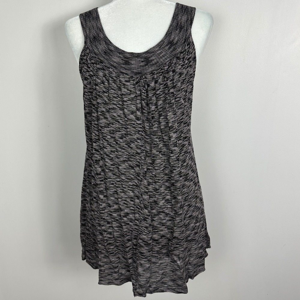 Free People Boho Tie Waist Tunic Dress Grey Size XS Stretch Top Scoop Neck Boho